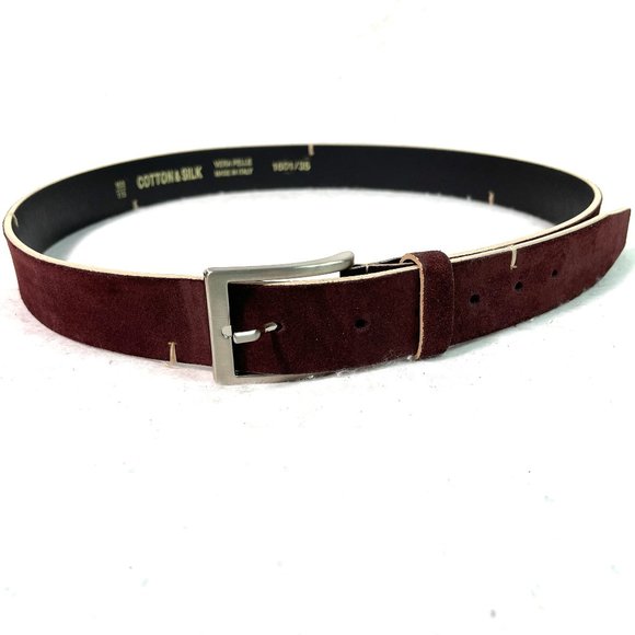 Cotton & Silk made in Italy Brown Suede Belt - Picture 4 of 7